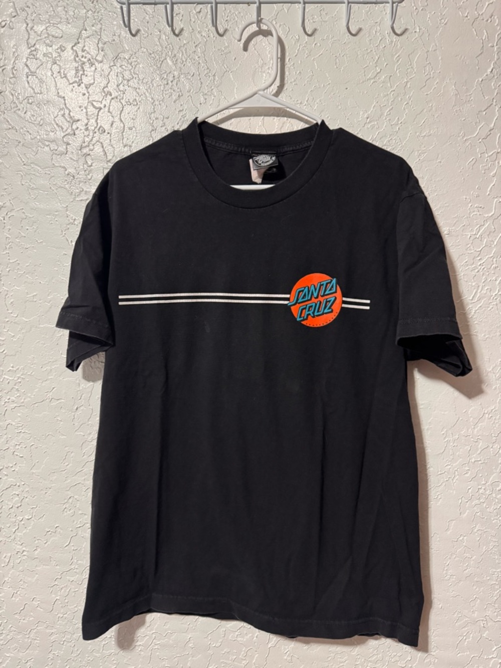Santa Cruz Skateboards Shirt Mens Black Short Sleeve Skateboarding Graphic Sz L